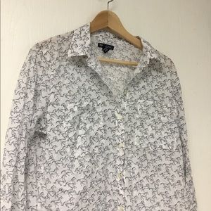 Horse print button up blouse